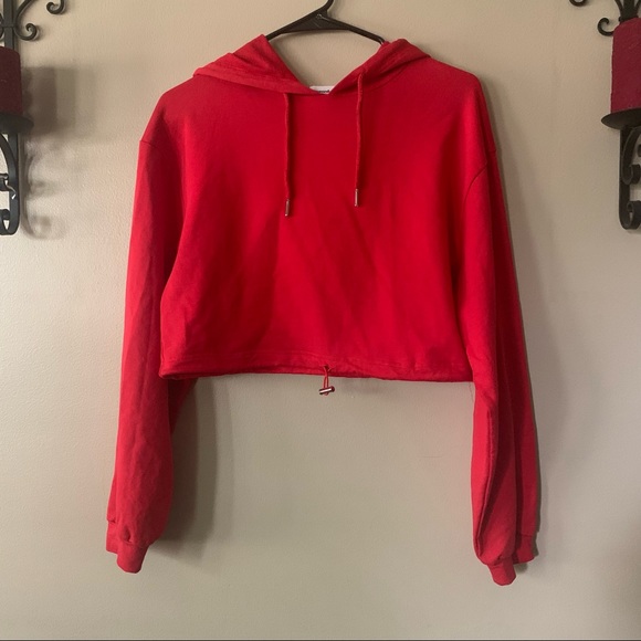 Superdown Cropped Red Hoodie Size Small - Picture 2 of 9